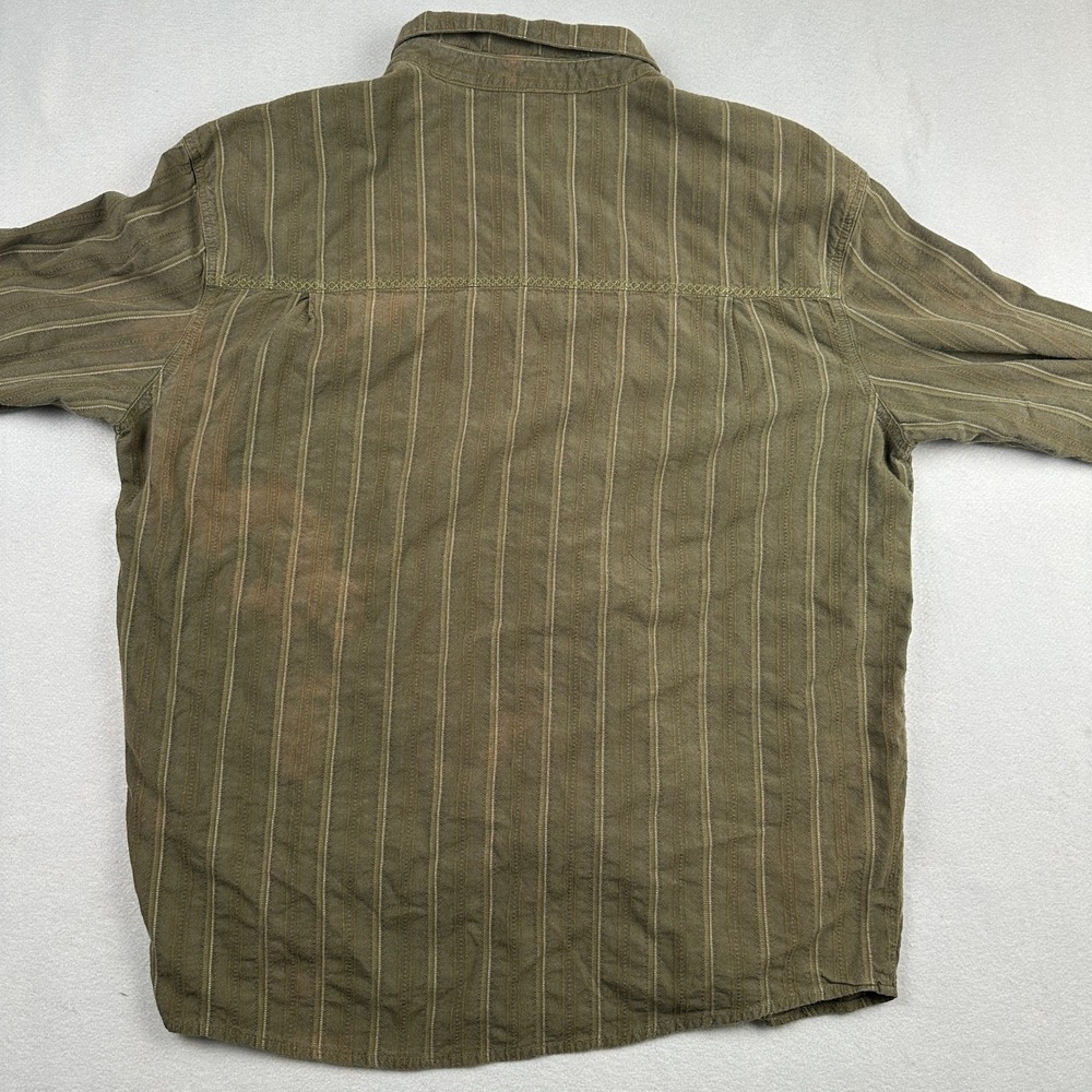 REI Mens Button‎ Down Shirt XXL Olive Green Striped Long Sleeve Cotton - Picture 6 of 14